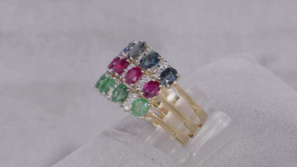 B-314 | Anello Zaffiro Rubino Smeraldo - immagine 2