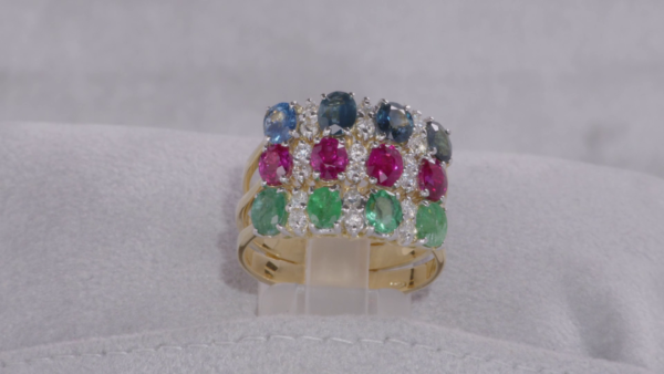 B-314 | Anello Zaffiro Rubino Smeraldo - immagine 3