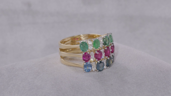 B-314 | Anello Zaffiro Rubino Smeraldo - immagine 4