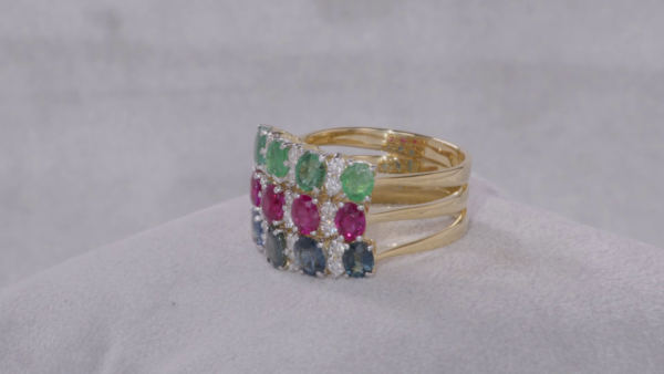 B-314 | Anello Zaffiro Rubino Smeraldo - immagine 6