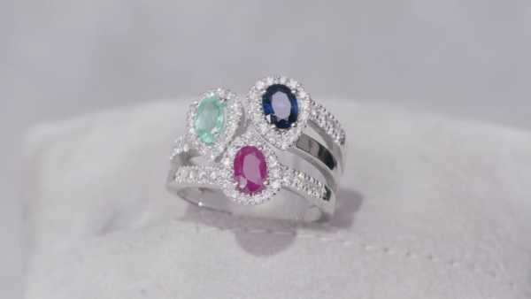 B-685 | Anello Zaffiro Rubino Smeraldo - immagine 5