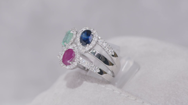 B-685 | Anello Zaffiro Rubino Smeraldo - immagine 6